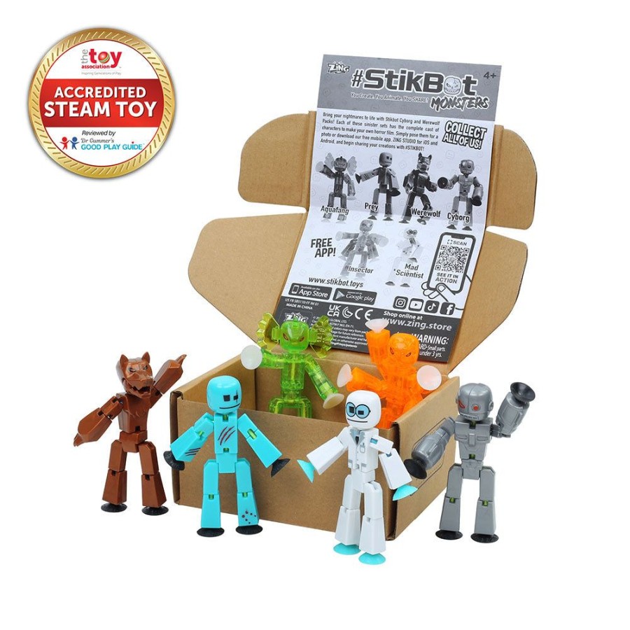 Animation Toys Stikbot | Stikbot Monsters - Werewolf & Cyborg Pack