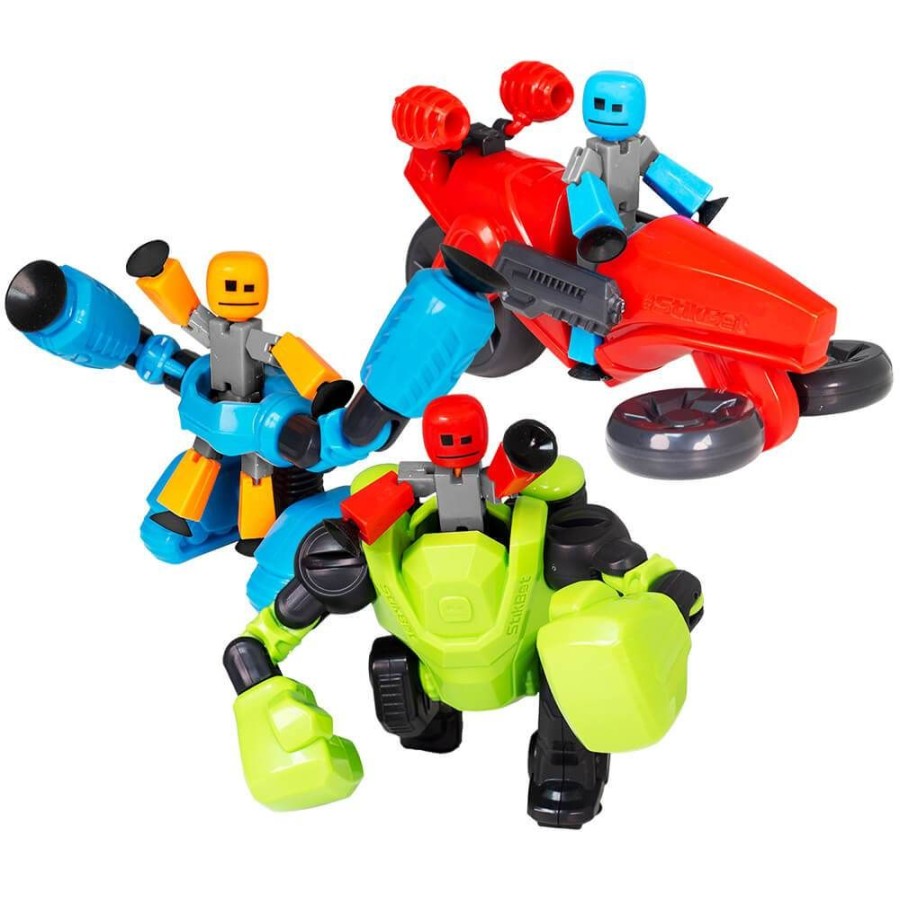 Animation Toys Stikbot | Stikbot Megabot 3 Pack Bundle - Avalanche, Knockout And Turbo Cycle