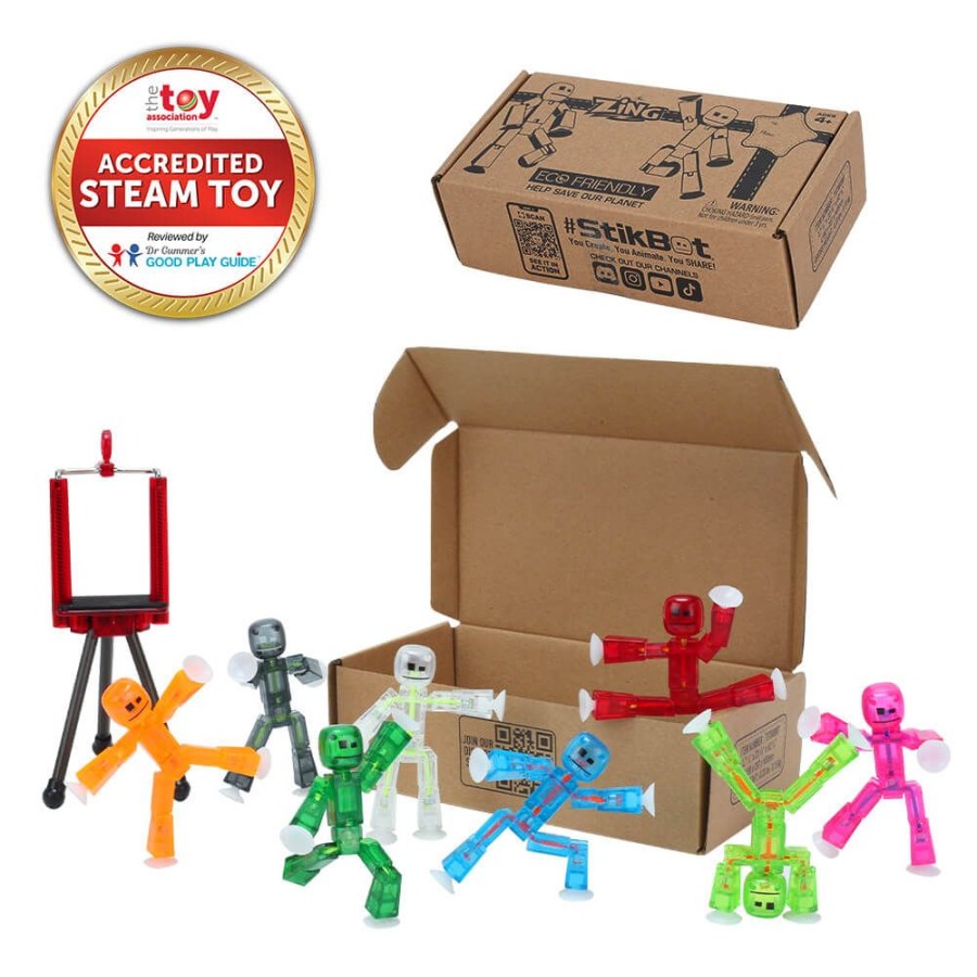 Animation Toys Stikbot | Stikbot - 8 Clear Colors With Tripod