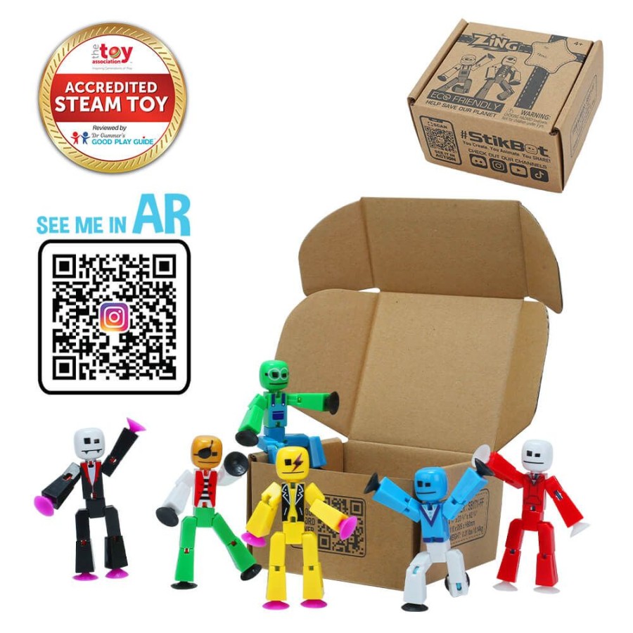 Animation Toys Stikbot | Stikbot Avatar Series 1 - Pack Of 6 Uv Printed Stikbots