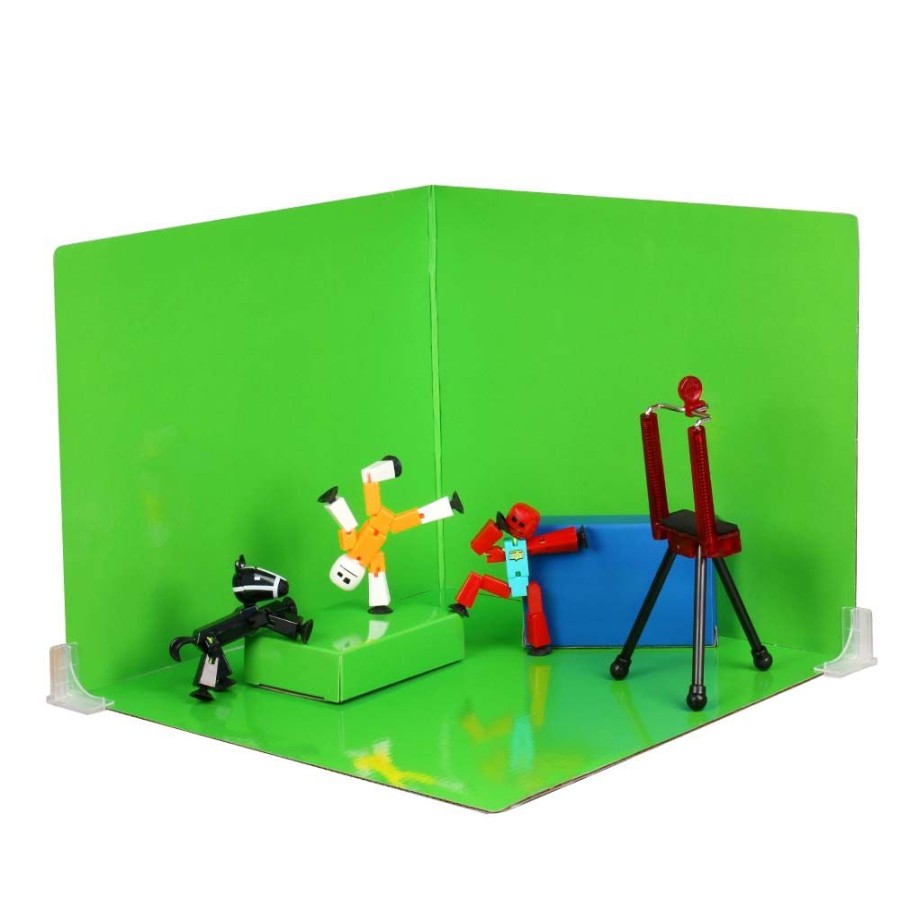 Animation Toys Stikbot | Stikbot Studio Pro Zanimation Set - 2 Stikbots & 1 Pet With Green/Blue Reversible Screen & Tripod