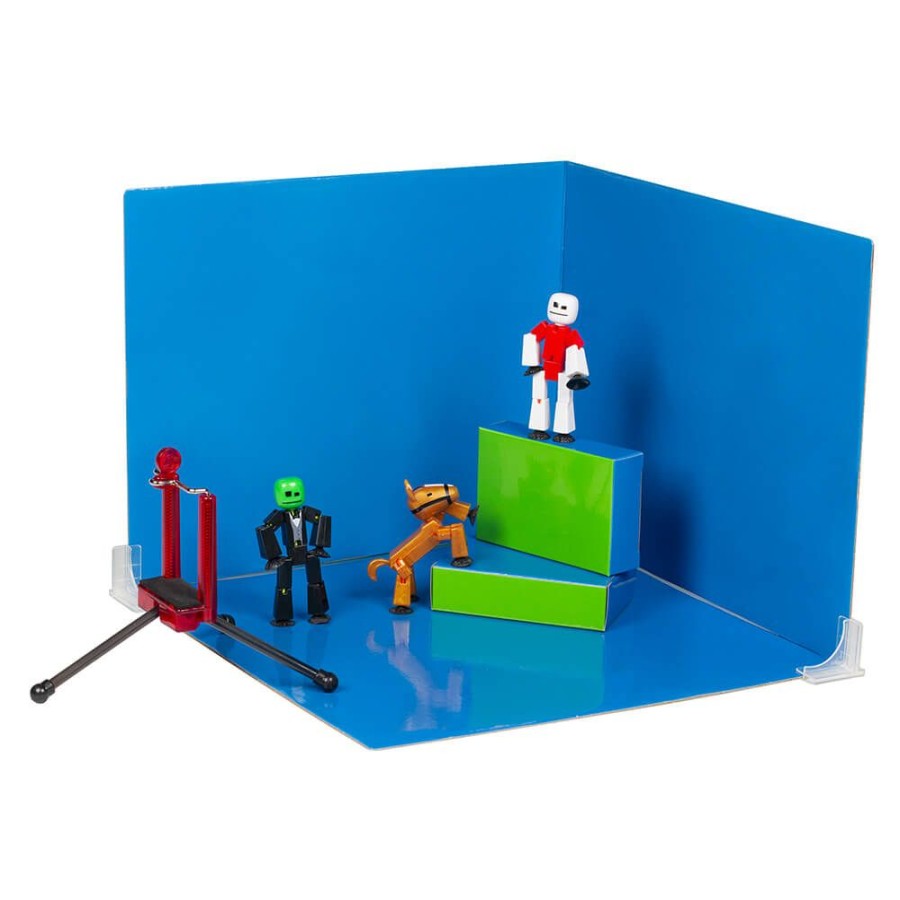 Animation Toys Stikbot | Stikbot Studio Pro Zanimation Set - 2 Stikbots & 1 Pet With Green/Blue Reversible Screen & Tripod