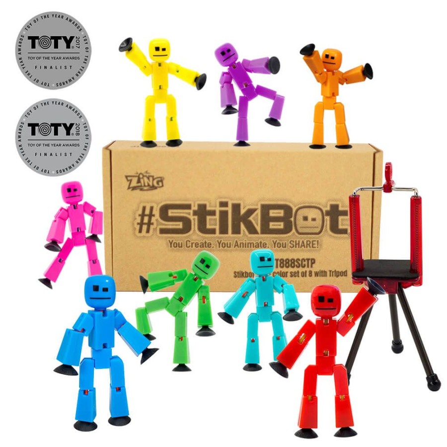 Animation Toys Stikbot | Stikbot - 8 Solid Colors With Tripod