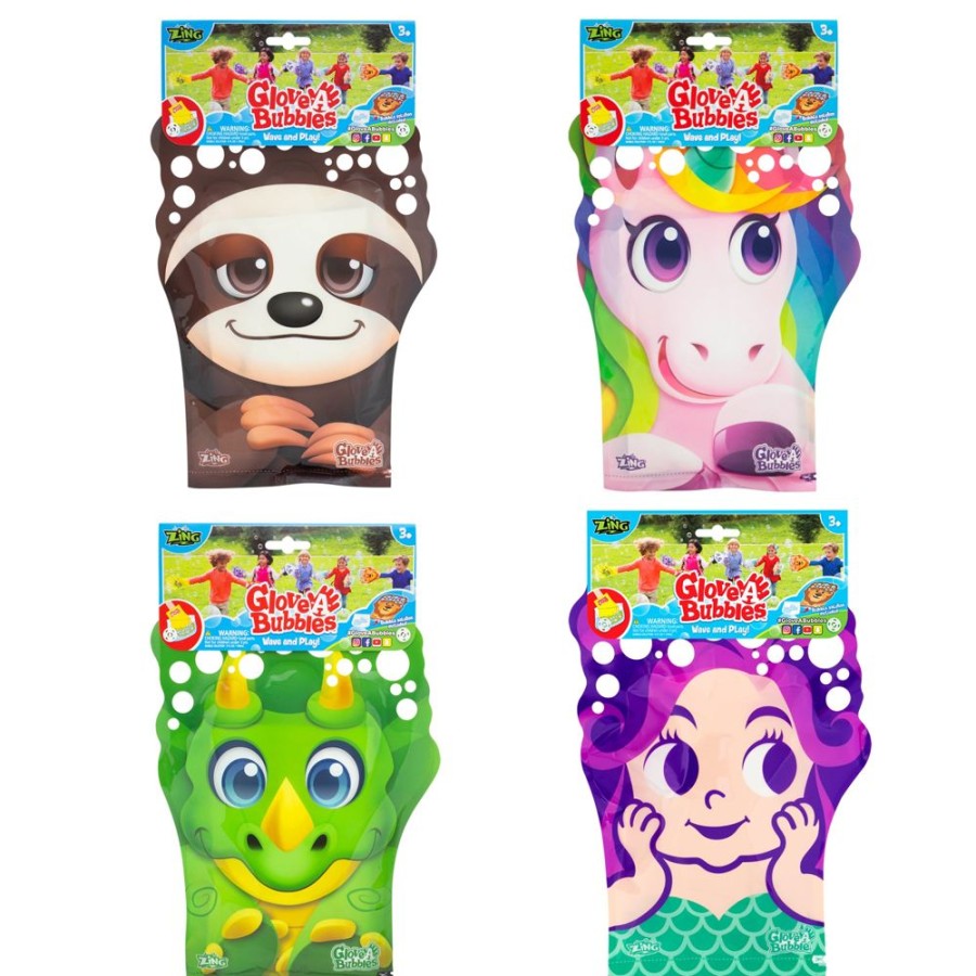 Preschool Toys Glove-A-Bubbles | Glove-A-Bubble 4 Pack - 1 Rainbow Unicorn, 1 Mermaid, 1 Sloth , 1 Triceratops