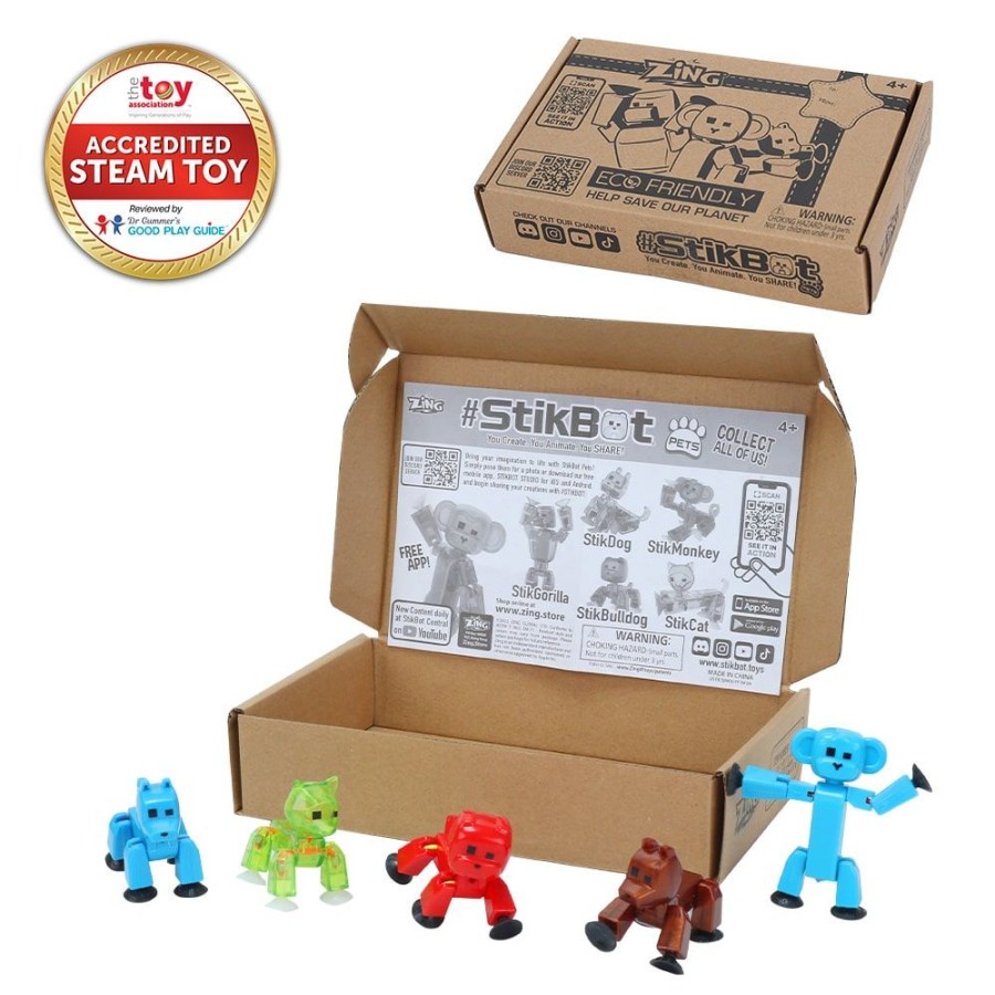 Animation Toys Stikbot | Stikbot Pets 5 Pack Bundle