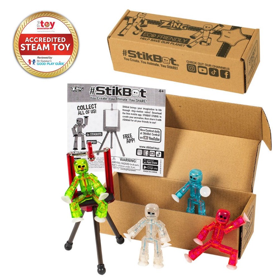 Animation Toys Stikbot | Stikbot - 4 Clear Pack With Tripod